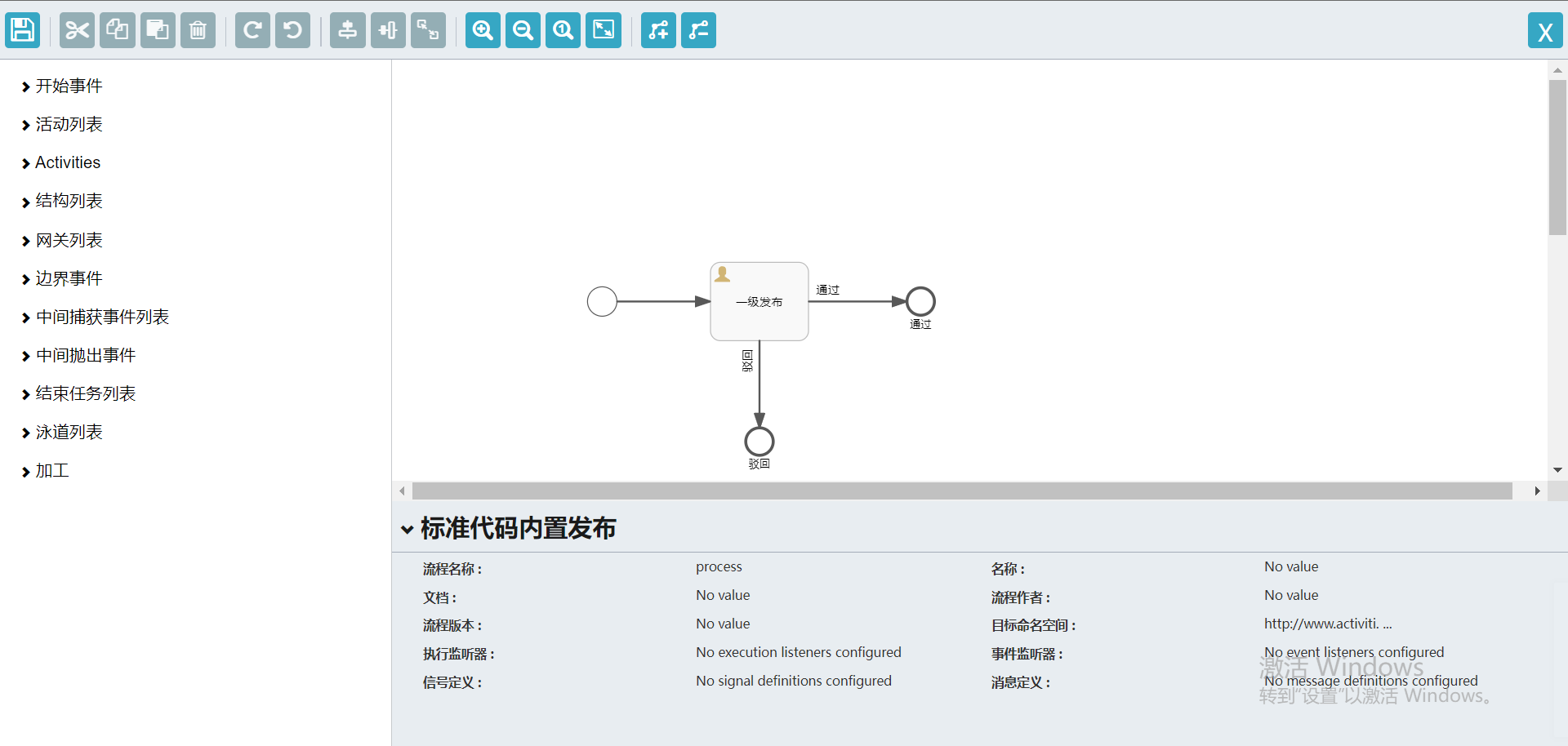 在流程配置界面设置流程节点