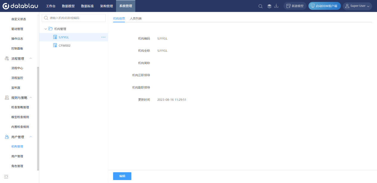 机构管理页面