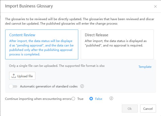 Content review or direct publication during import
